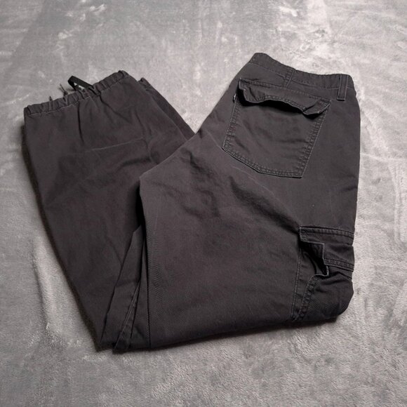 Levis Womens 94 Baggy Cargo Pants Black Relaxed Fit 32 Adjustable Drawstring Hem - Picture 1 of 8